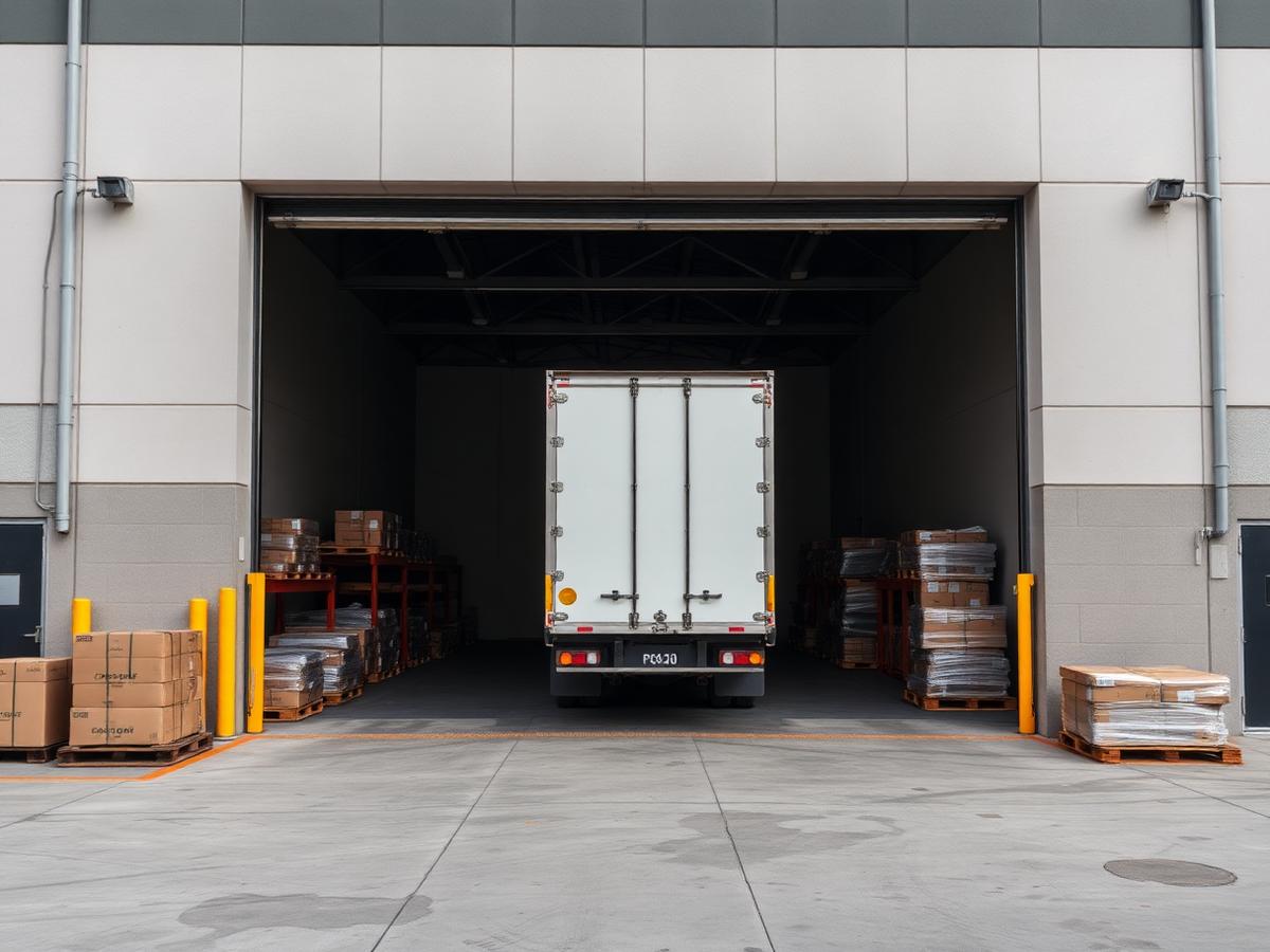 Loading dock with a delivery truck at the bay door